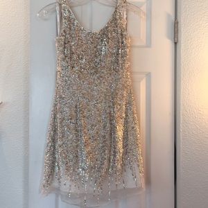 Sherri Hill silk sequin white short dress
